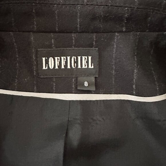 Women's 2pcs Wool Pinstriped Skirt Suit sz 8 -  Black - Picture 12 of 14